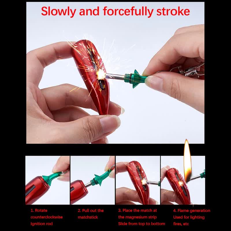Novel Chili Shaped Permanent Match Keychain Kerosene Lighter - image 9