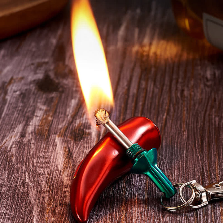 Novel Chili Shaped Permanent Match Keychain Kerosene Lighter
