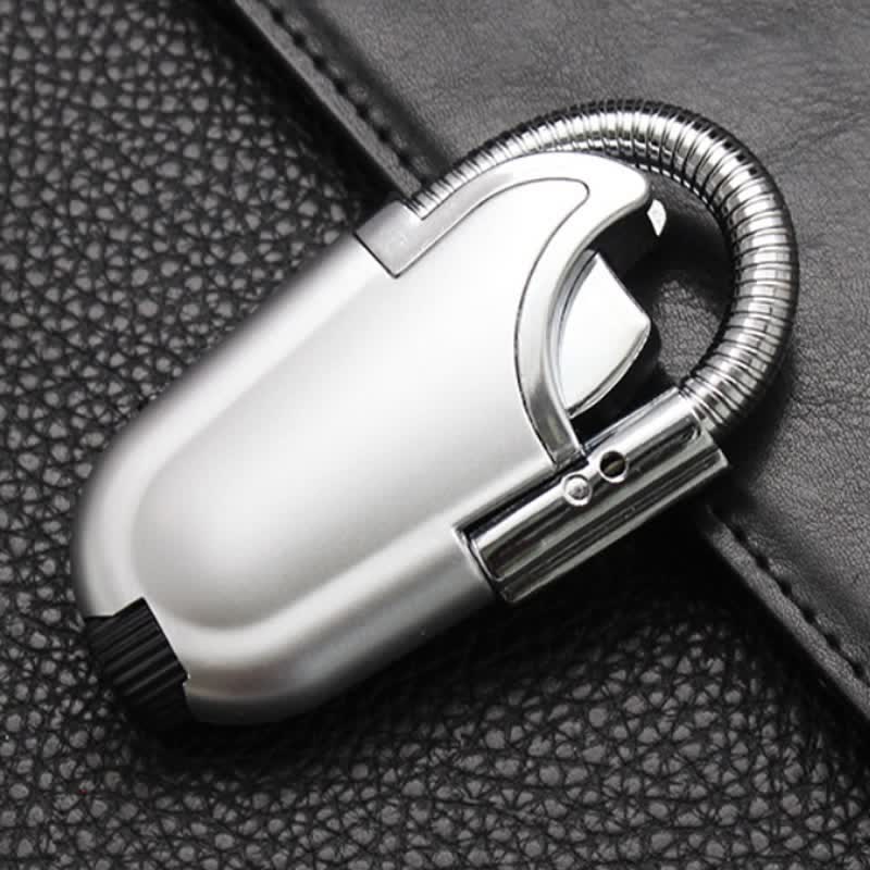 Flexible Long Ignition Pipe LED Flashlight Butane Lighter - Silver - image 1
