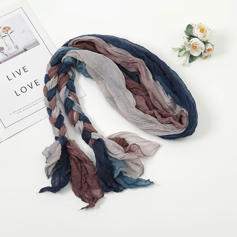 Women's Colorful PHeadband Braided Twist Knotted leated Scarf - Dark Khaki - image 7