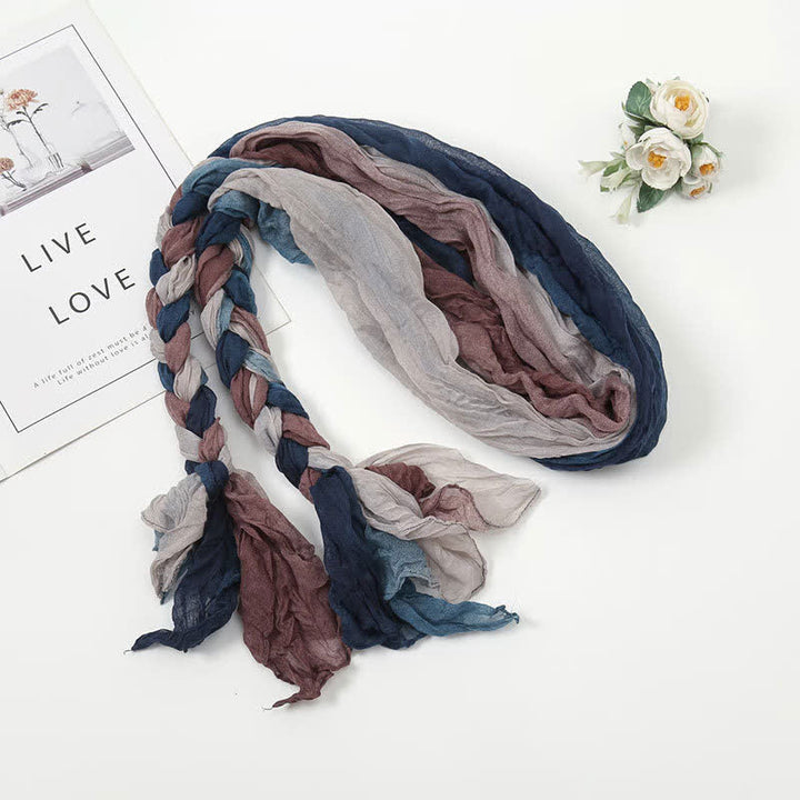 Women's Colorful PHeadband Braided Twist Knotted leated Scarf - Dark Khaki - image 7