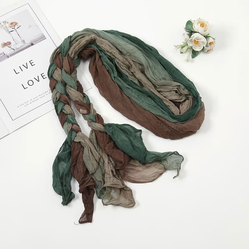 Women's Colorful PHeadband Braided Twist Knotted leated Scarf - Army Green - image 0