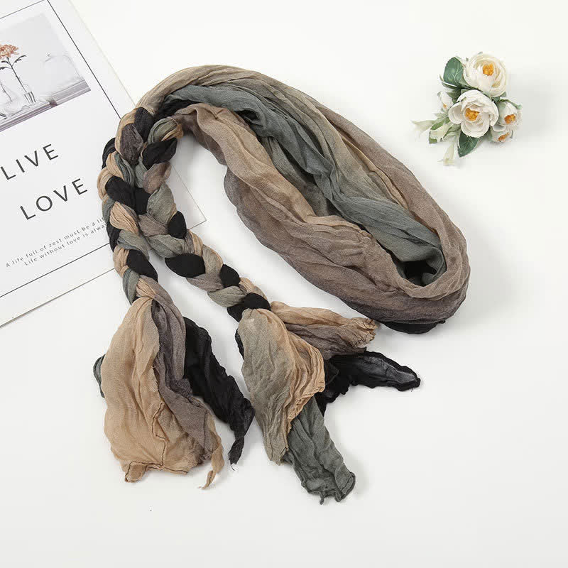 Women's Colorful PHeadband Braided Twist Knotted leated Scarf - Gray - image 11