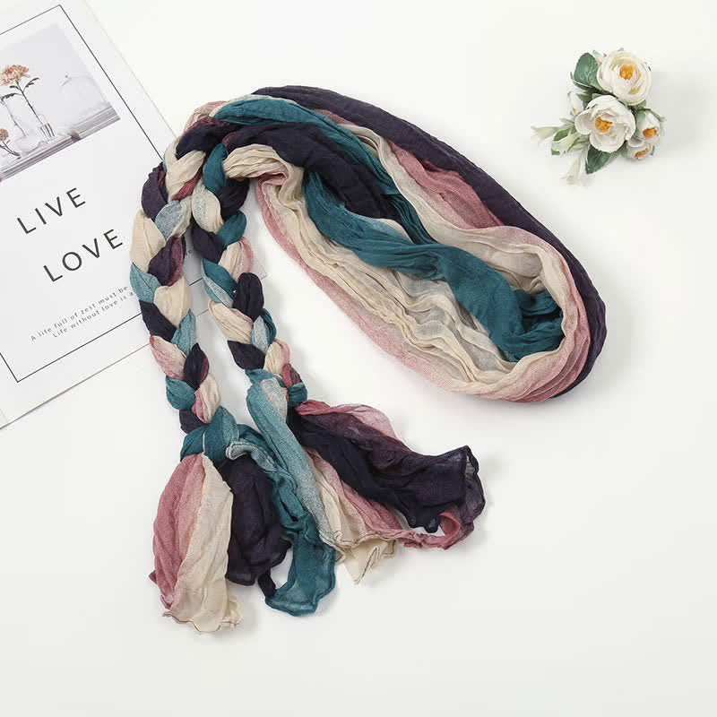 Women's Colorful PHeadband Braided Twist Knotted leated Scarf - Teal - image 4