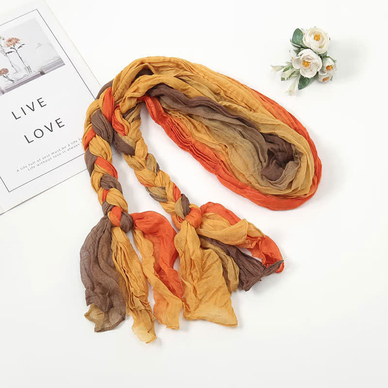 Women's Colorful PHeadband Braided Twist Knotted leated Scarf - Yellow - image 3