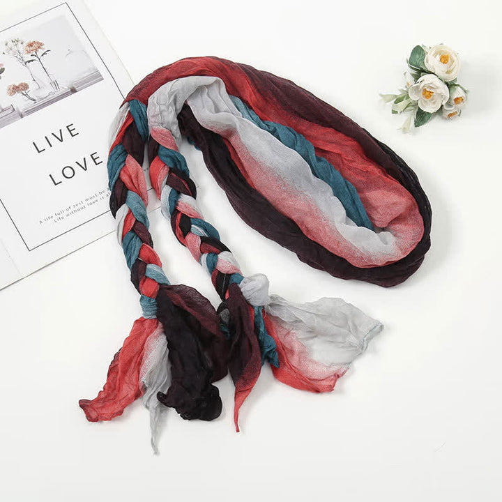 Women's Colorful PHeadband Braided Twist Knotted leated Scarf - Blue & Red - image 9