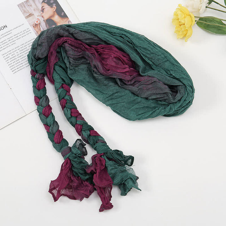 Women's Colorful PHeadband Braided Twist Knotted leated Scarf - Sea Green - image 10
