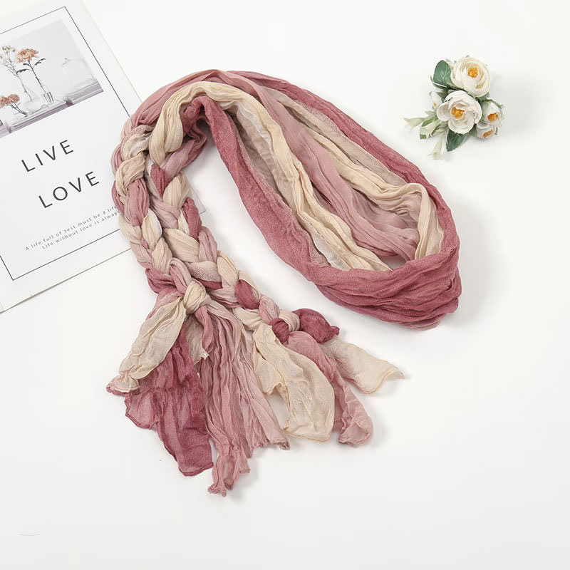 Women's Colorful PHeadband Braided Twist Knotted leated Scarf - Pink - image 8