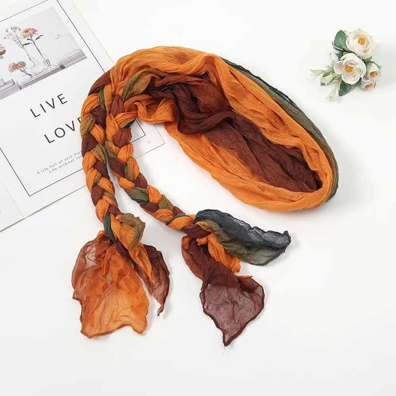 Women's Colorful PHeadband Braided Twist Knotted leated Scarf - Orange - image 6