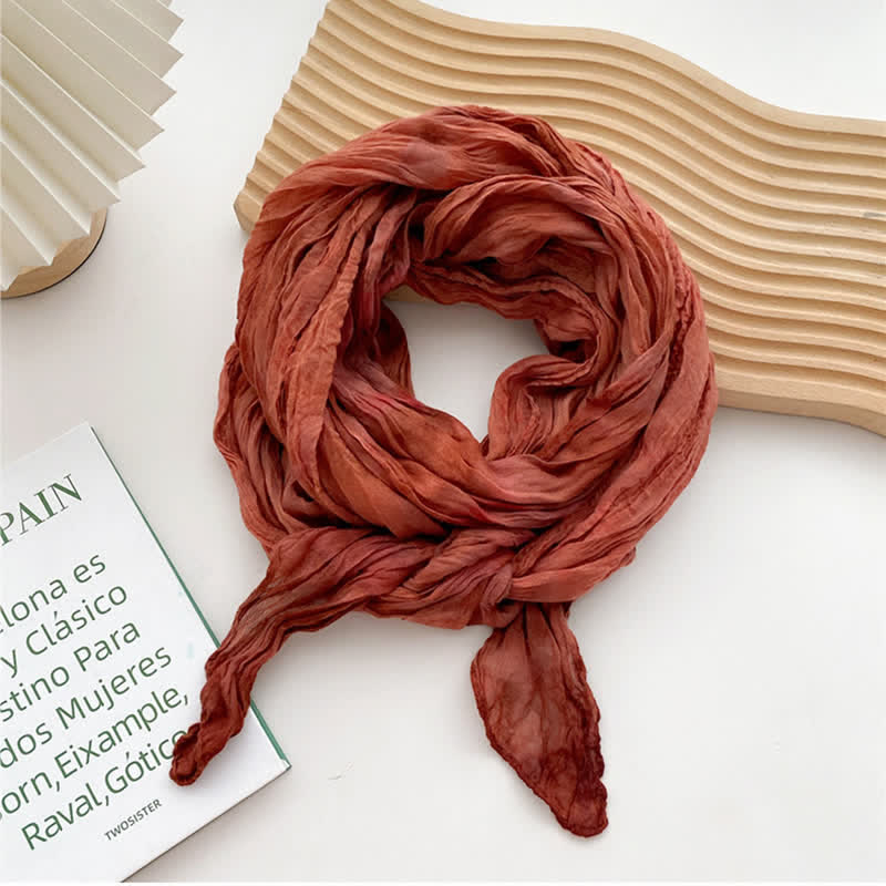 Women's Hand Tie-Dye Pleated Thin Long Scarf