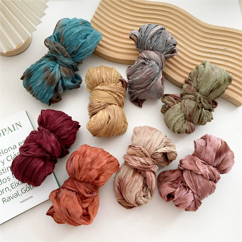 Women's Hand Tie-Dye Pleated Thin Long Scarf