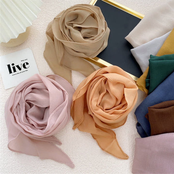 Women's Solid-color Thin Shawl Triangle Scarf - image 3