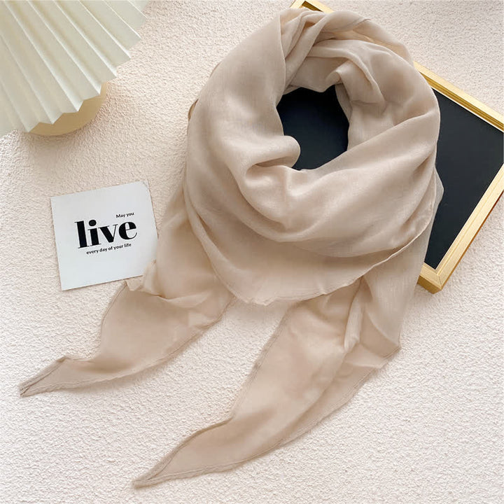 Women's Solid-color Thin Shawl Triangle Scarf - Ivory - image 5