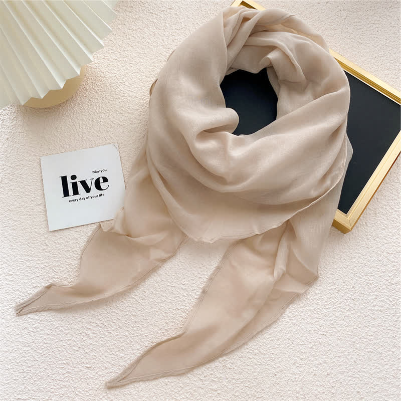 Women's Solid-color Thin Shawl Triangle Scarf - Ivory - image 5