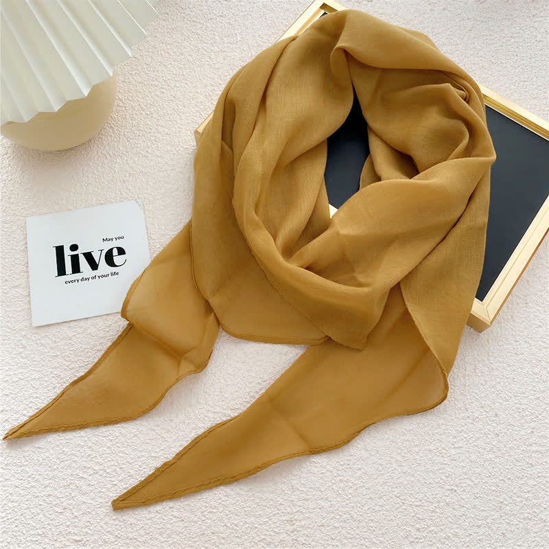 Women's Solid-color Thin Shawl Triangle Scarf - Goldenrod - image 7