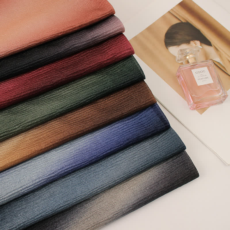 Unisex Striped Gradient Color Pleats Summer Thin Scarf - image 3