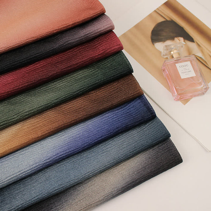 Unisex Striped Gradient Color Pleats Summer Thin Scarf