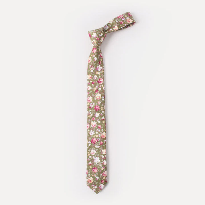 Men's Cute Fresh Flower Pattern Cotton Necktie - image 4