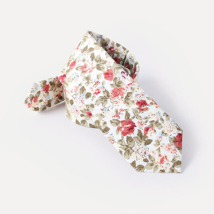 Men's Cute Fresh Flower Pattern Cotton Necktie - image 1
