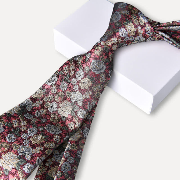 RosyBrown Men's Novelty Floral Necktie
