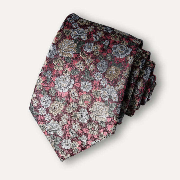 RosyBrown Men's Novelty Floral Necktie