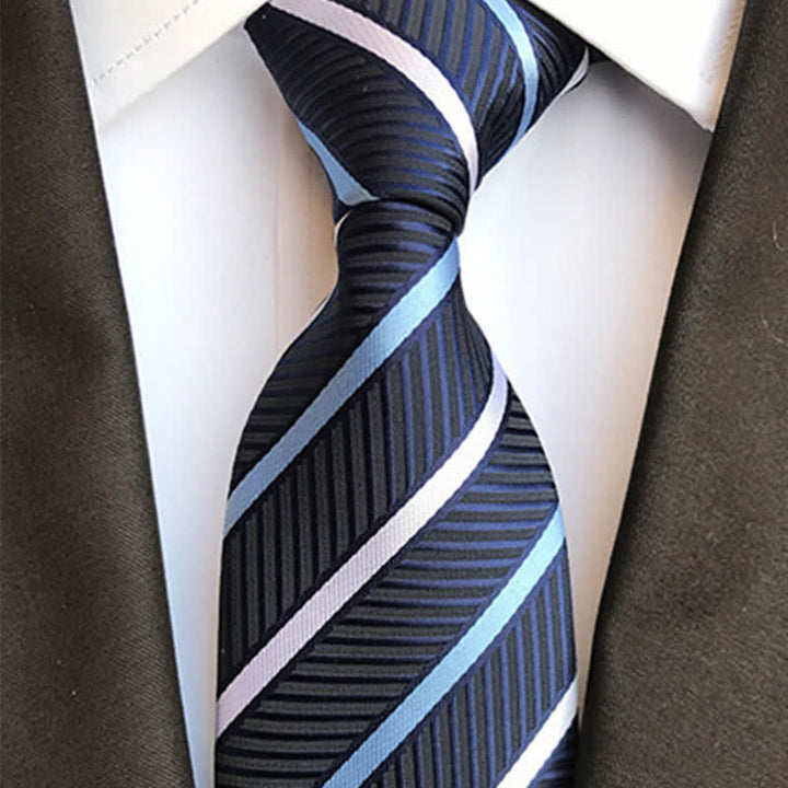 MidnightBlue Men's Business Striped Necktie - image 1