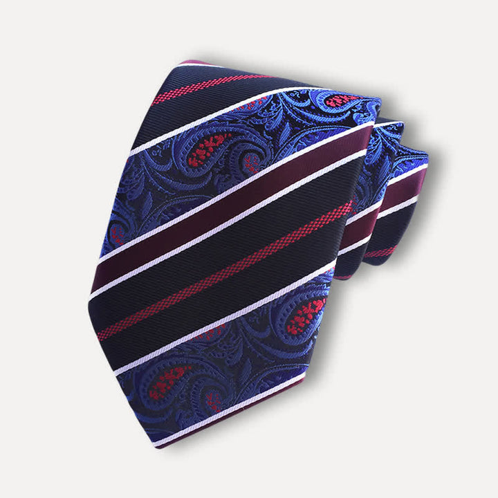 Navy & Black Men's Outstanding Stripe Paisley Necktie - Navy & Black - image 0