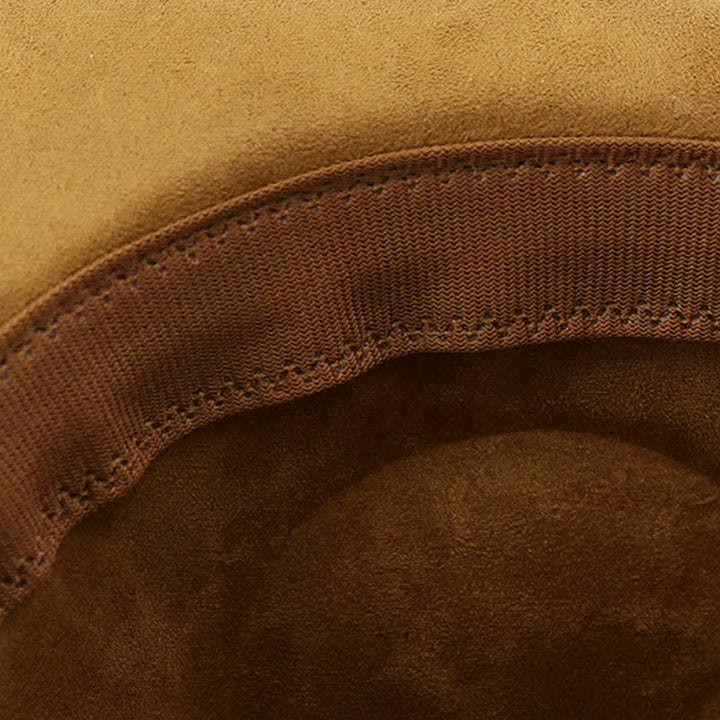 Ethnic Decorative Feather Band Suede Cowboy Hat