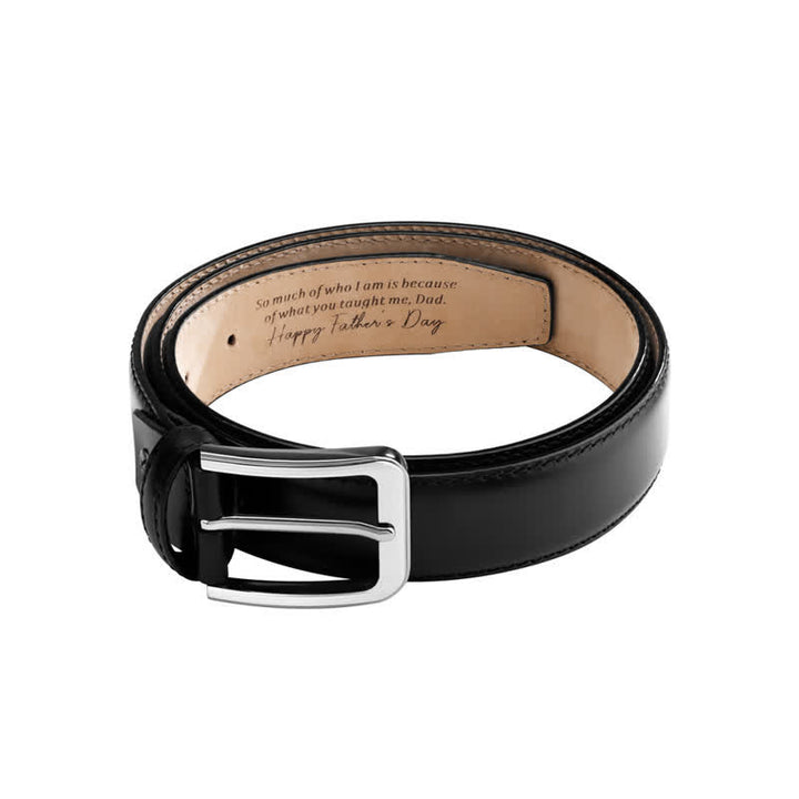 Simple Personalized Engraved Tip Custom Leather Belt - Black - 58 - image 2