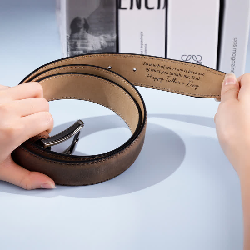 Simple Personalized Engraved Tip Custom Leather Belt