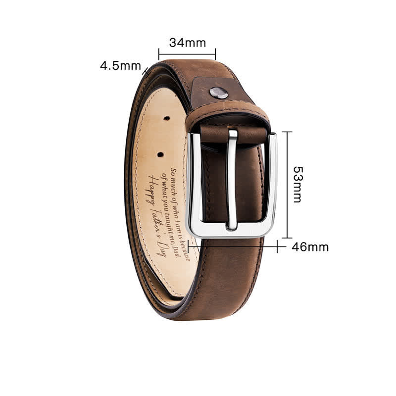 Simple Personalized Engraved Tip Custom Leather Belt - Brown - 58 - image 5