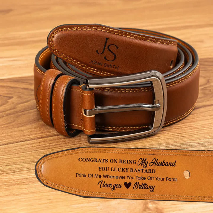 Personalized Custom Name Text Engraved Leather Belt - image 0