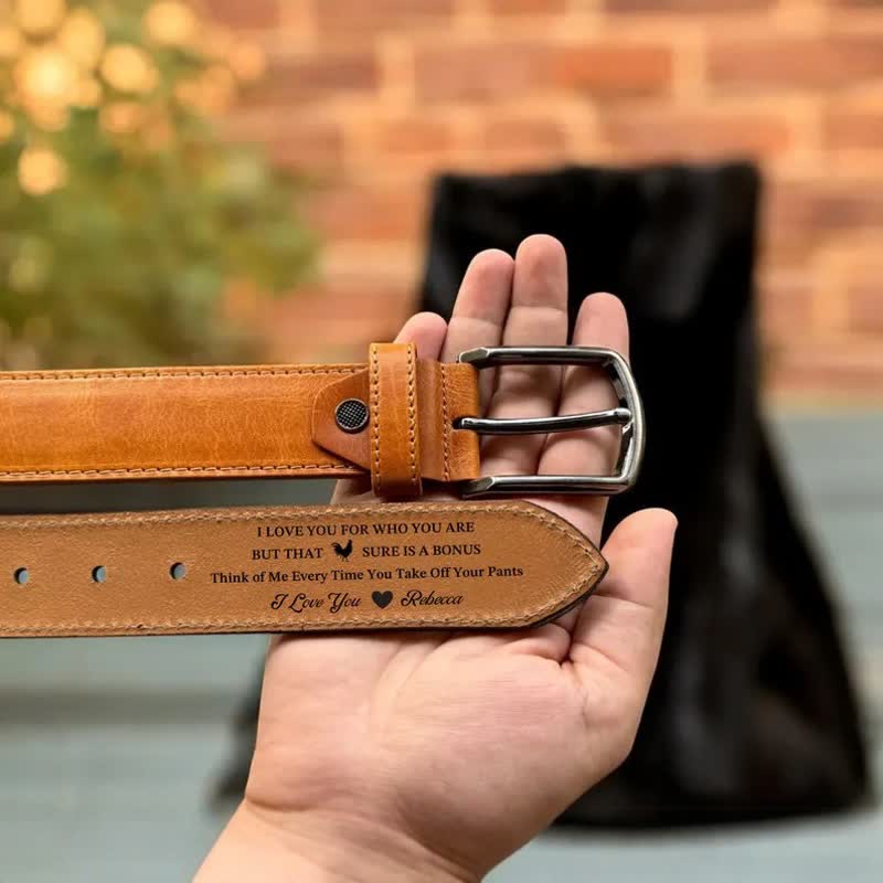Personalized Custom Name Text Engraved Leather Belt - image 4
