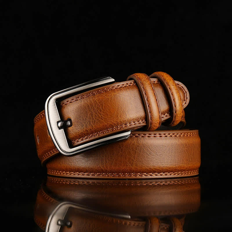 Personalized Custom Name Text Engraved Leather Belt - Yellowish-Brown - 44 - image 1