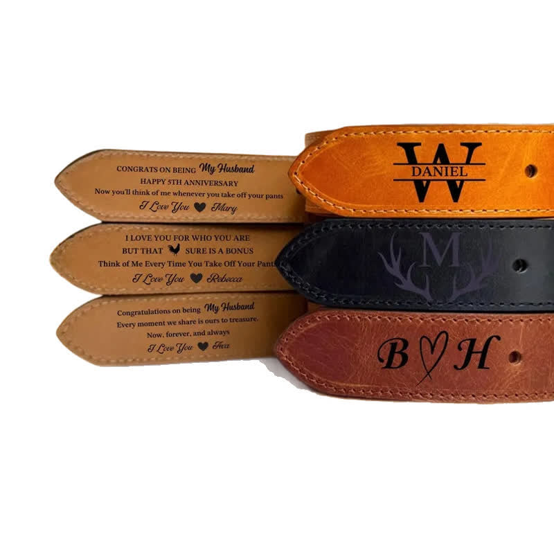 Personalized Custom Name Text Engraved Leather Belt - image 7