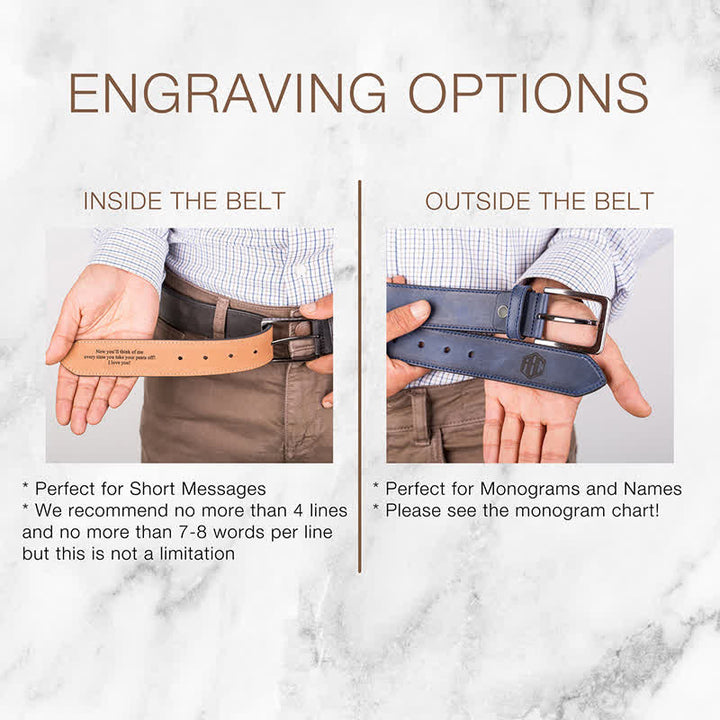 Personalized Custom Name Text Engraved Leather Belt - image 2