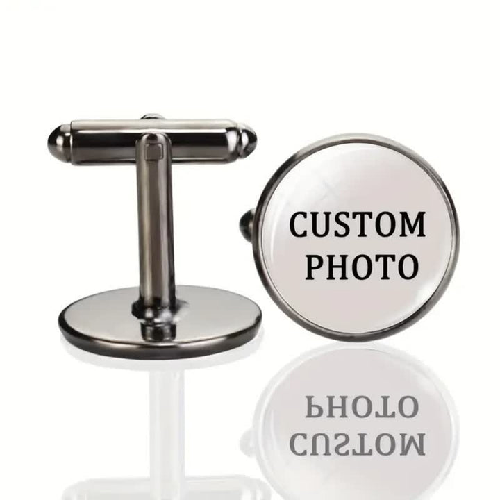 1 Pair Custom Your Photo Creative Memorial Cufflinks - Gray - image 5