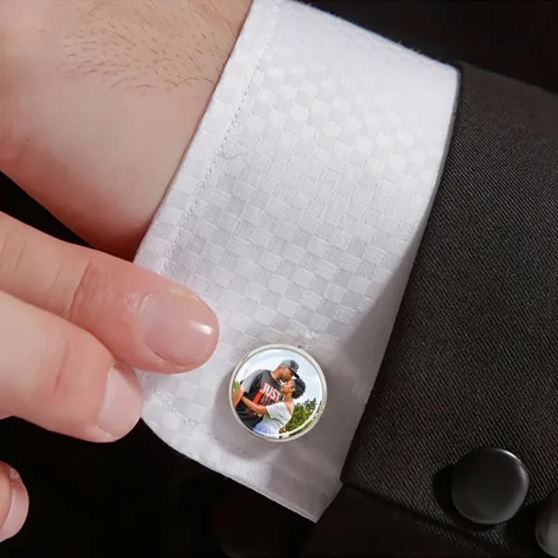 1 Pair Custom Your Photo Creative Memorial Cufflinks - image 0