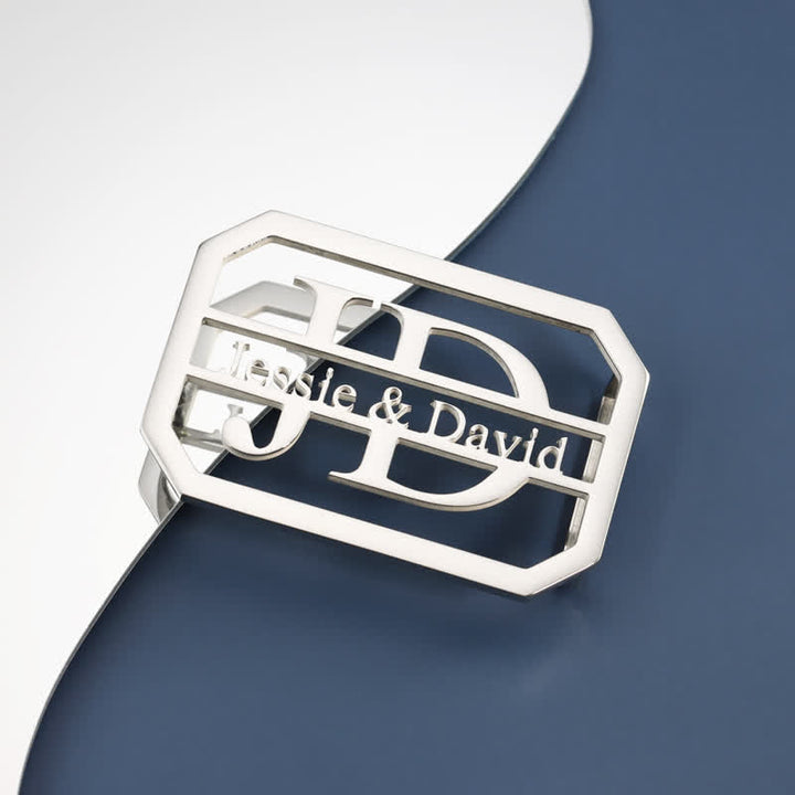 Custom Name & Initials Silver DIY Buckle Leather Belt