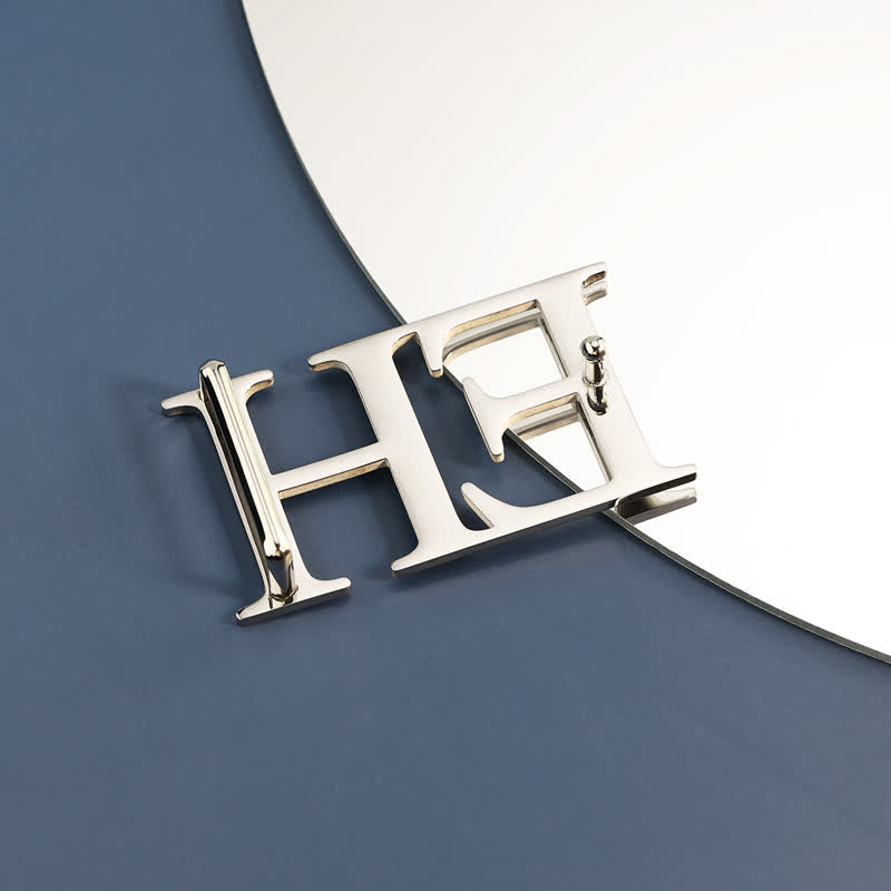 Custom Large Initials Silver DIY Buckle Leather Belt