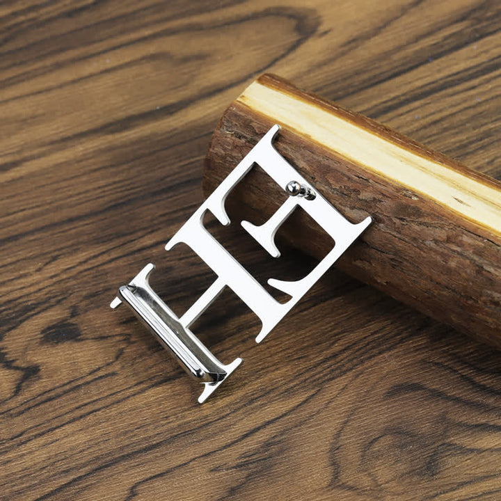 Custom Large Initials Silver DIY Buckle Leather Belt