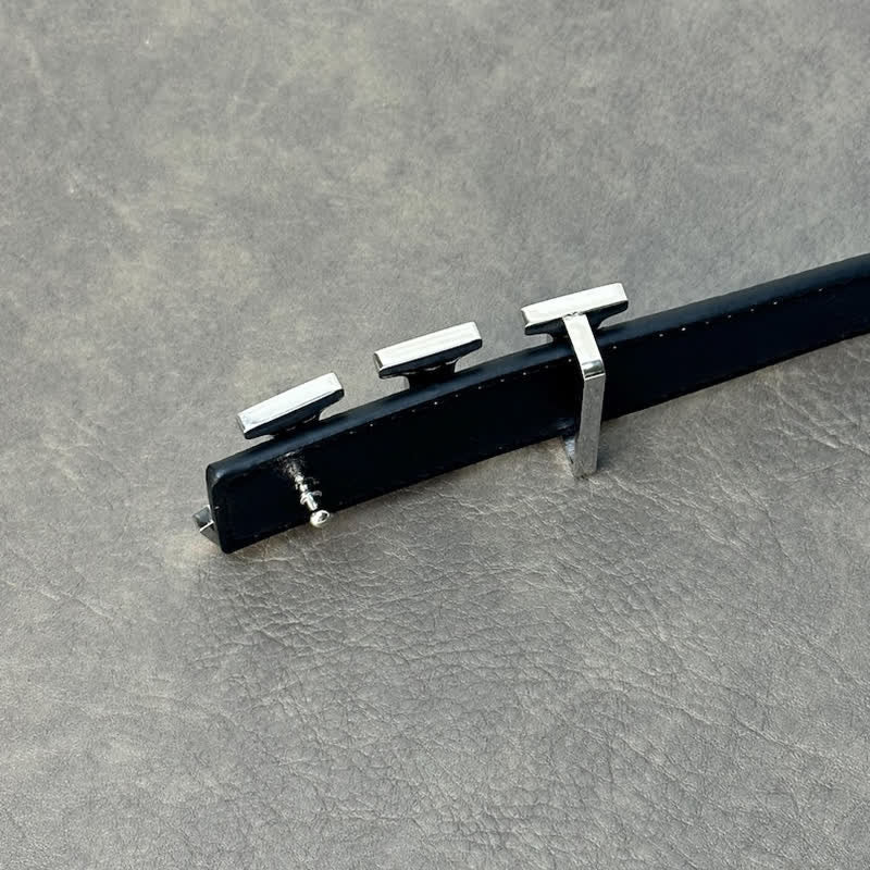 Custom Large Initials Silver DIY Buckle Leather Belt - image 1