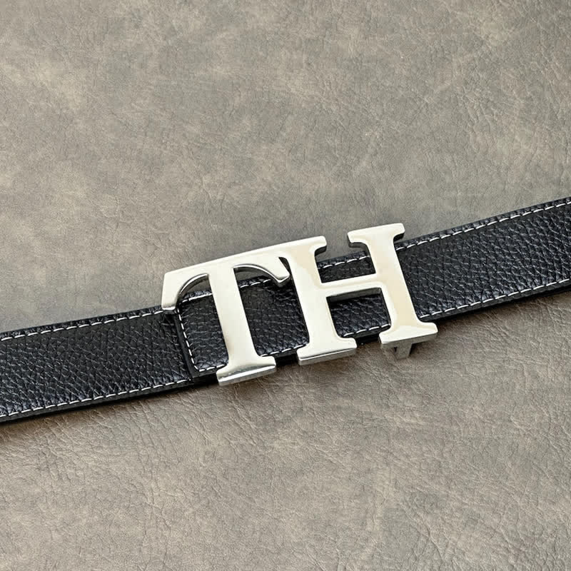 Custom Large Initials Silver DIY Buckle Leather Belt - image 0