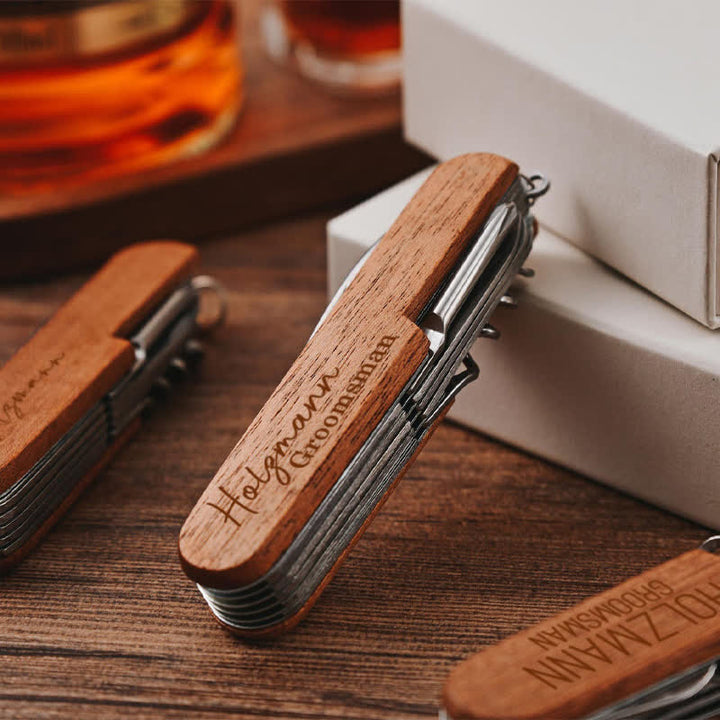 Custom Carving 11 In 1 Multi-Tool Knife Wood Bottle Opener - image 1