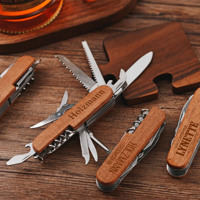 Custom Carving 11 In 1 Multi-Tool Knife Wood Bottle Opener - image 0
