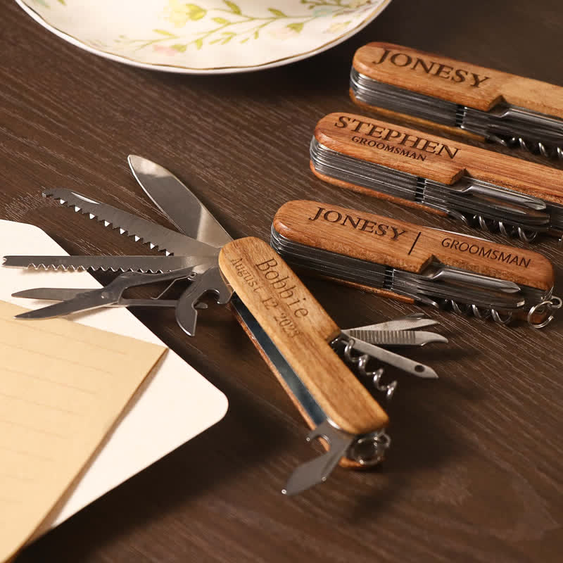 Custom Carving 11 In 1 Multi-Tool Knife Wood Bottle Opener - image 6
