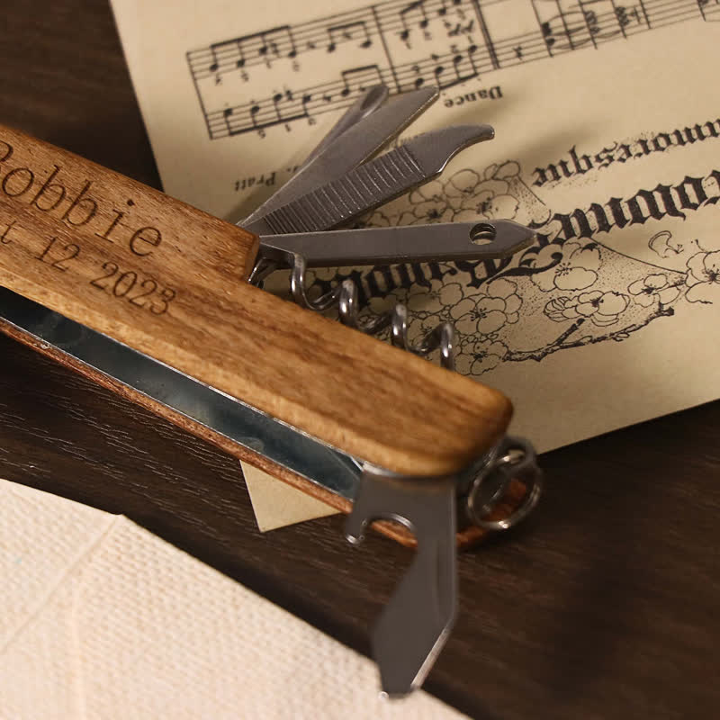 Custom Carving 11 In 1 Multi-Tool Knife Wood Bottle Opener - image 5
