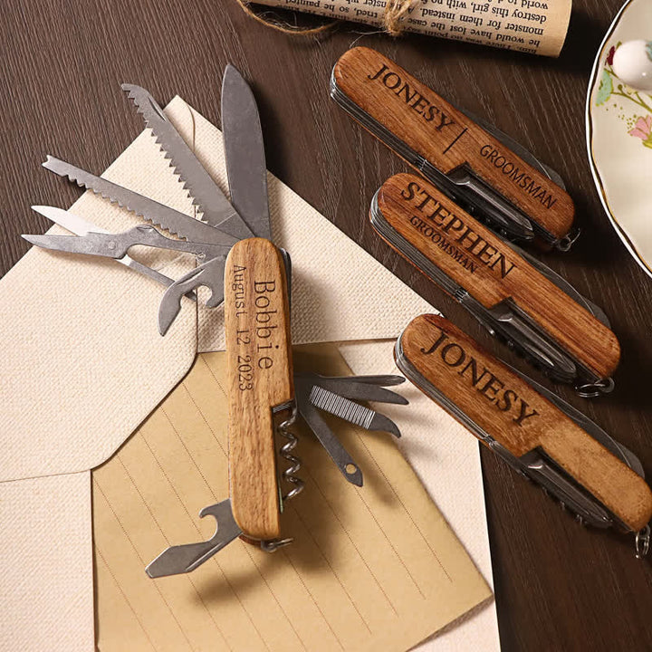 Custom Carving 11 In 1 Multi-Tool Knife Wood Bottle Opener - image 7