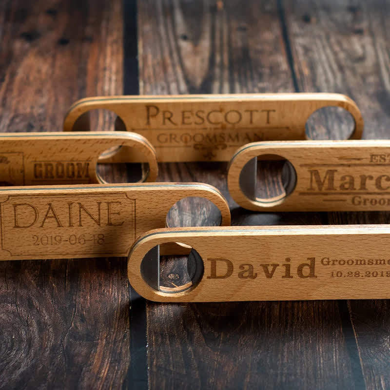 Groomsmen Gift Custom Carving Wood Bottle Opener - image 1