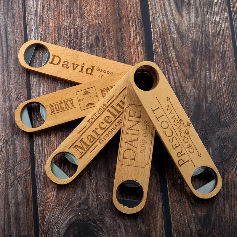 Groomsmen Gift Custom Carving Wood Bottle Opener - image 4